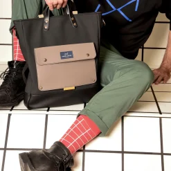 Daniel Chong Calcetines cuadros bermellón* Calcetines