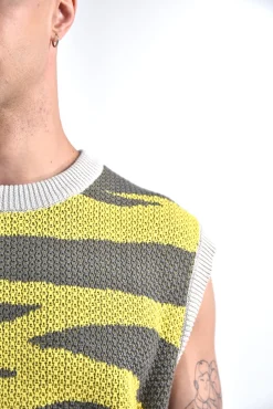 Daniel Chong Knitted Jacquard Vest VERDE/AMARILLO*Mujer Hombre|Mujer