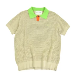 Daniel Chong Men's Short Sleeve Mesh Polo w/ Button BEIGE*Hombre Hombre