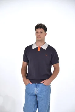 Daniel Chong Men's Short Sleeve Mesh Polo w/ Button AZUL MARINO*Hombre Hombre