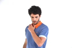 Daniel Chong Men's Short Sleeve Mesh Polo w/ Button AZUL CLARO*Hombre Hombre