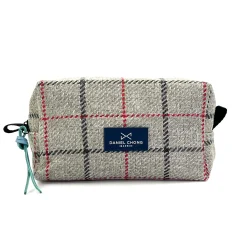 Daniel Chong Neceser Cubo cuadros gris y rojo* Neceseres