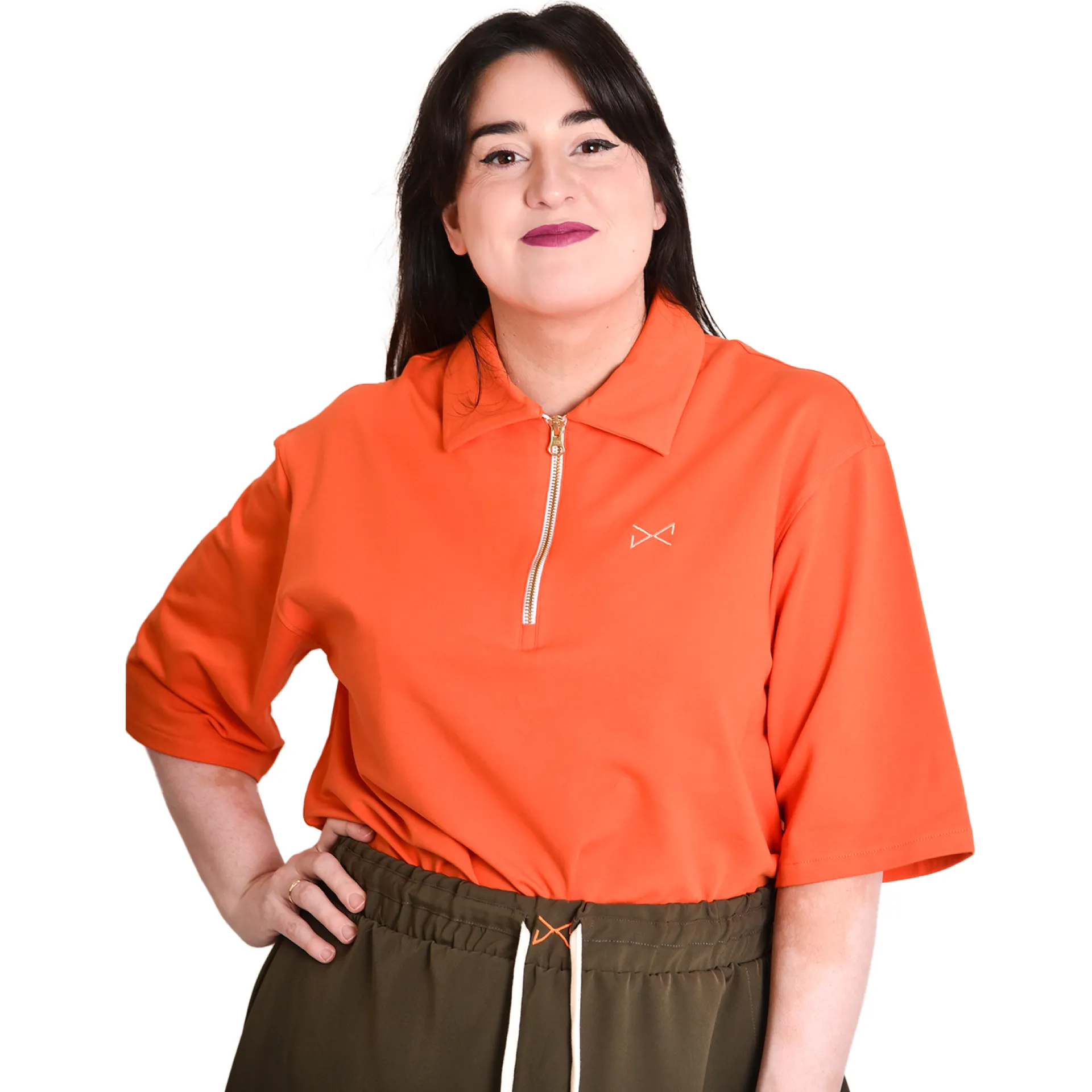 Daniel Chong OVER ZIP POLO NARANJA unisex*Mujer Hombre|Mujer