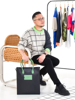 Daniel Chong THE CLERK MAXI NEGRO & MOSTAZA*Mujer Mujer|Bolsos De Piel