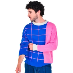 Daniel Chong Unisex Knitted Jacquard Sweater AZUL/ROSA*Mujer Hombre|Mujer