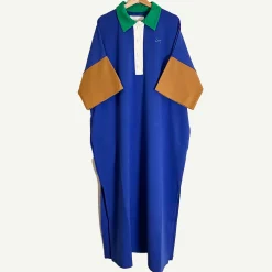 Daniel Chong Vestido Camisero Azul real cuello verde*Mujer Mujer