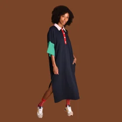 Daniel Chong Vestido Camisero Marino cuello rosa*Mujer Mujer