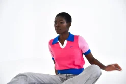 Daniel Chong Women Short Sleeve Knitted Polo ROSA*Mujer Mujer