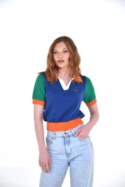 Daniel Chong Women Short Sleeve Knitted Polo AZUL*Mujer Mujer